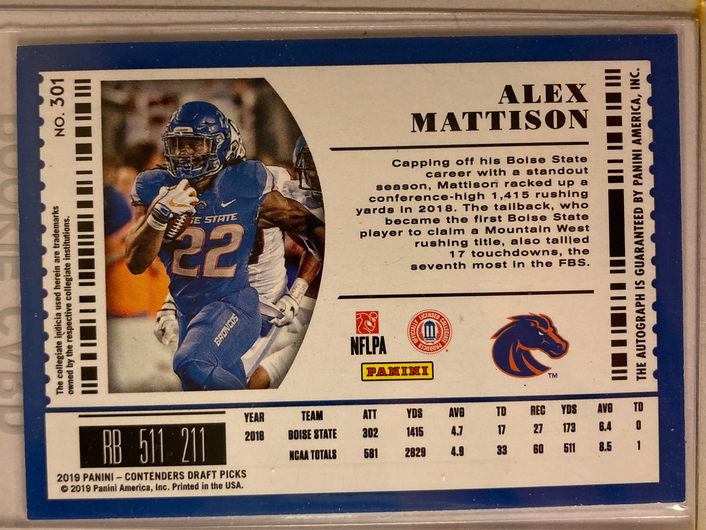 Alexander Mattison AUTO~RC Contenders Ticket 2019 Rookie Autograph SP Raiders RB