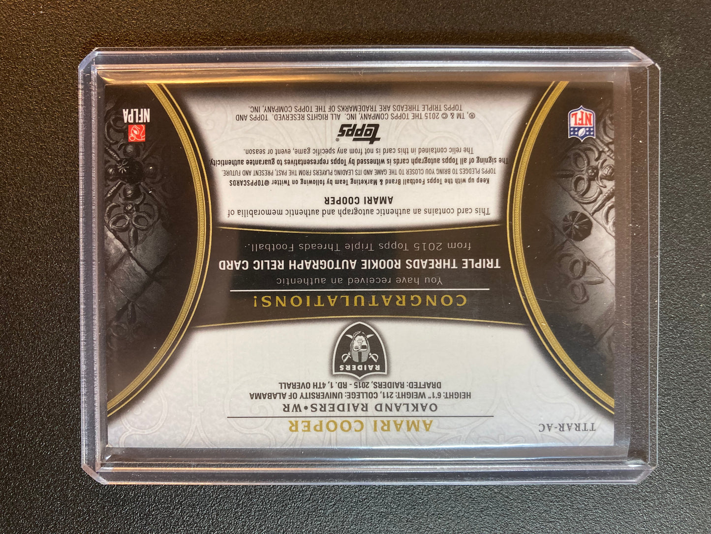 Amari Cooper AUTO~PATCH~RC #/10 Triple Threads 2015 Topps Rookie Autograph Bills