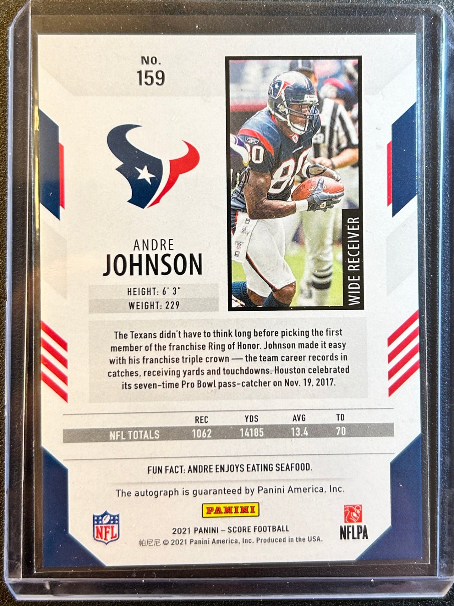 Andre Johnson AUTO #/6 Score End Zone Green 2021 Panini Autograph SP Texans HOF
