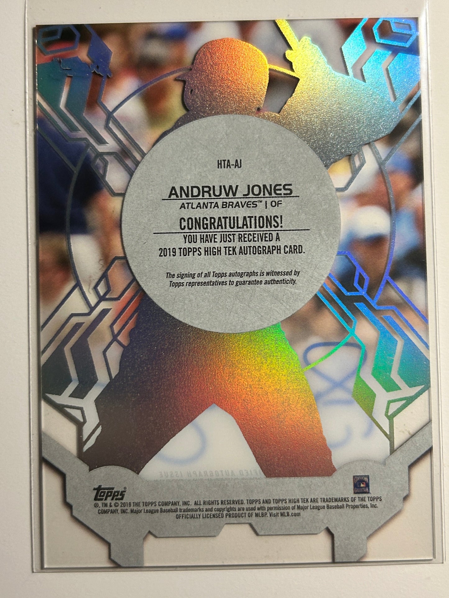 Andruw Jones AUTO Topps High Tek 2019 Certified Autograph Signature Braves HOF