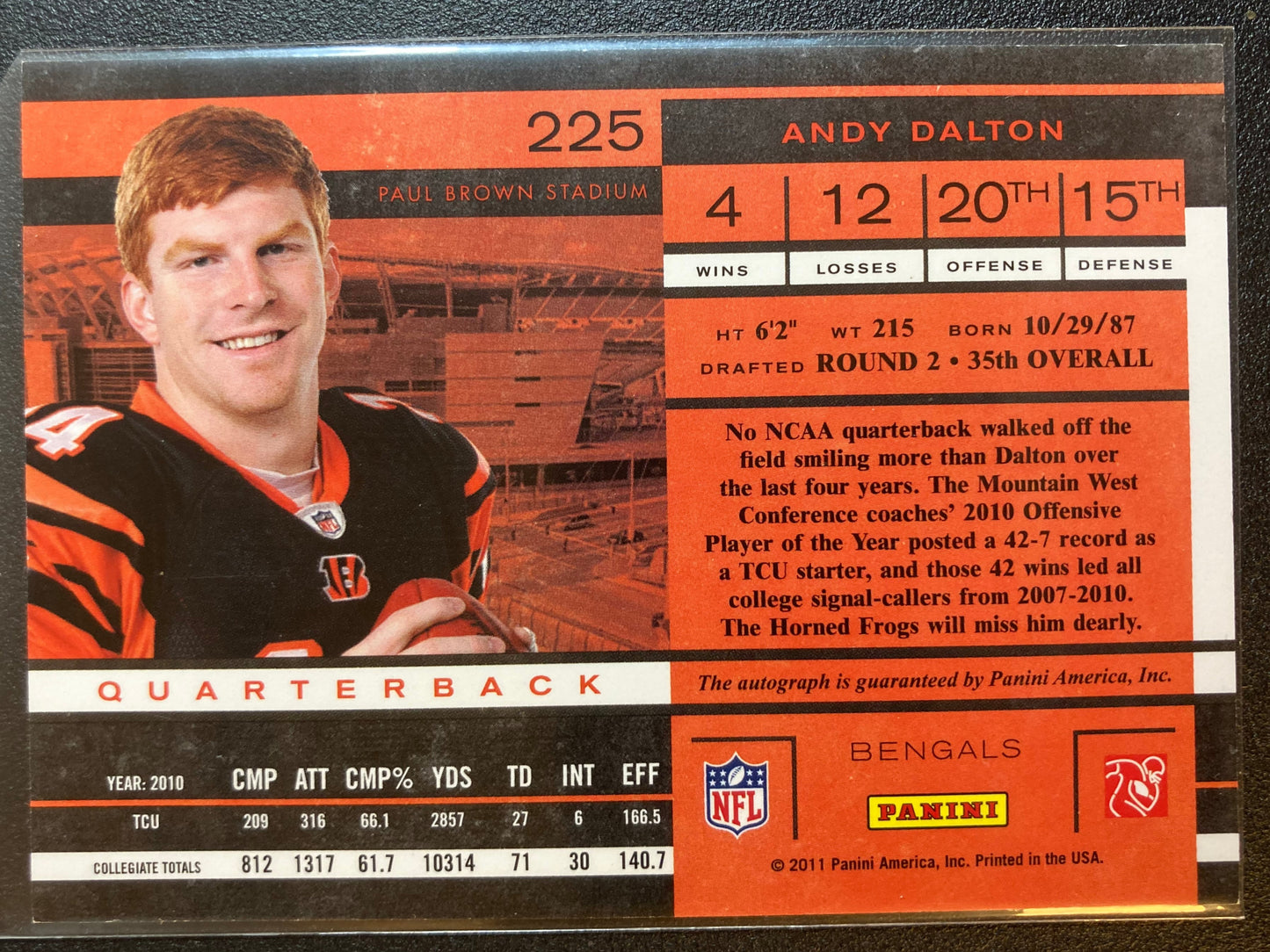 Andy Dalton AUTO~True RC Contenders Rookie Ticket 2011 Autograph SP Bengals #225