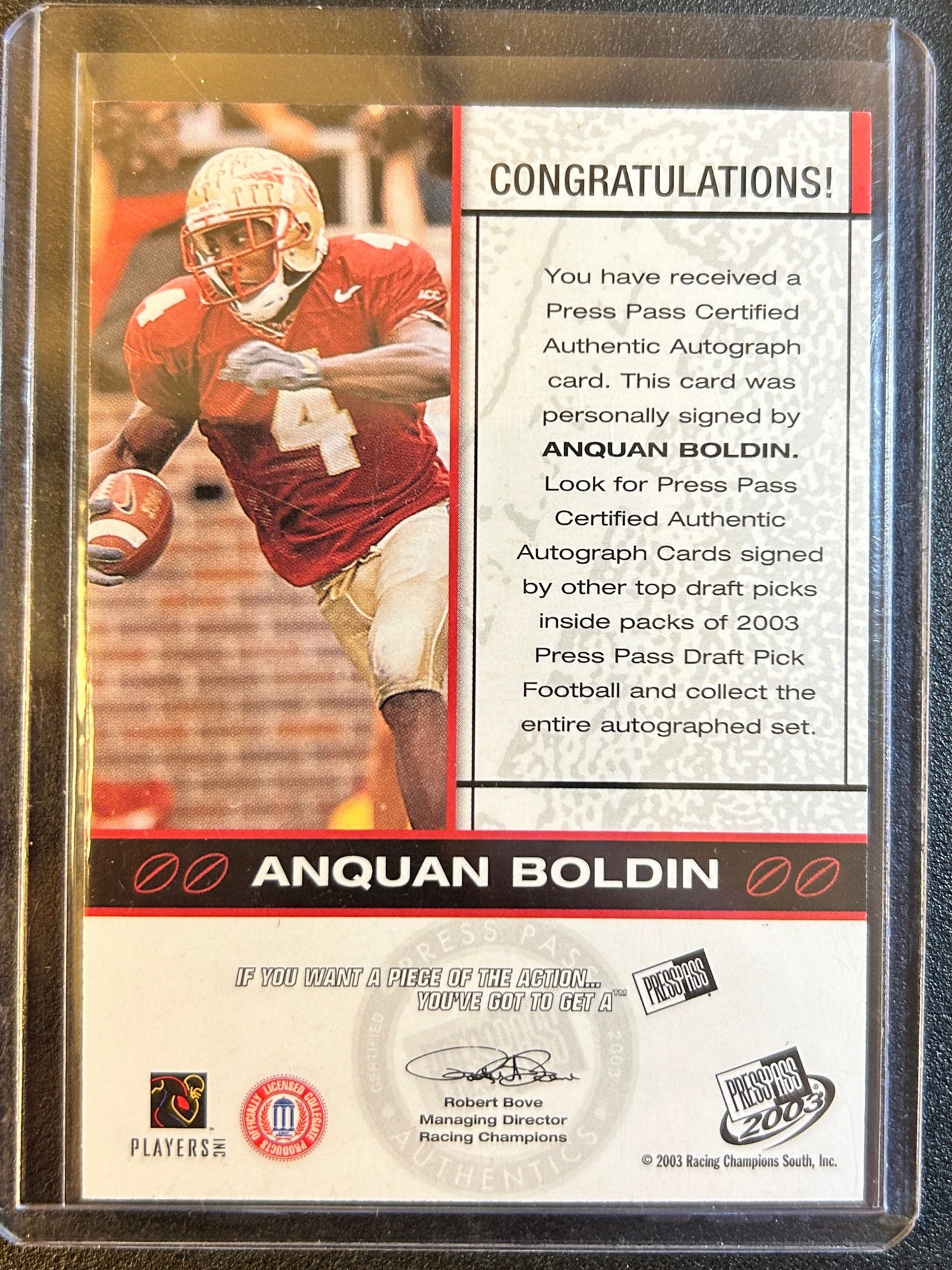 Anquan Boldin AUTO~RC Press Pass Bronze 2003 Certified Rookie Autograph SP HOF