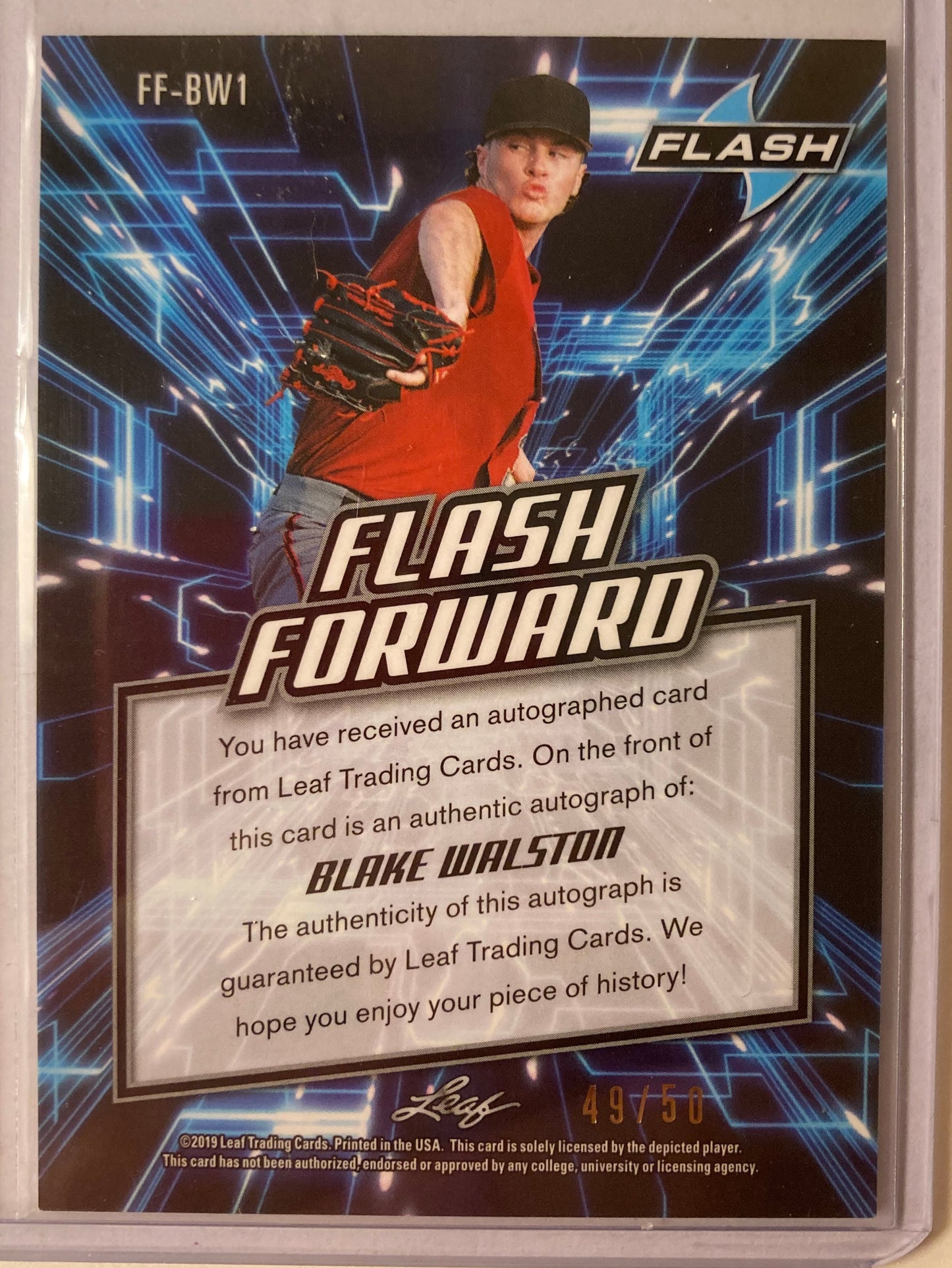 Blake Walston AUTO~RC #/50 Leaf Flash Forward Blue 2019 Rookie Autograph SP ARI