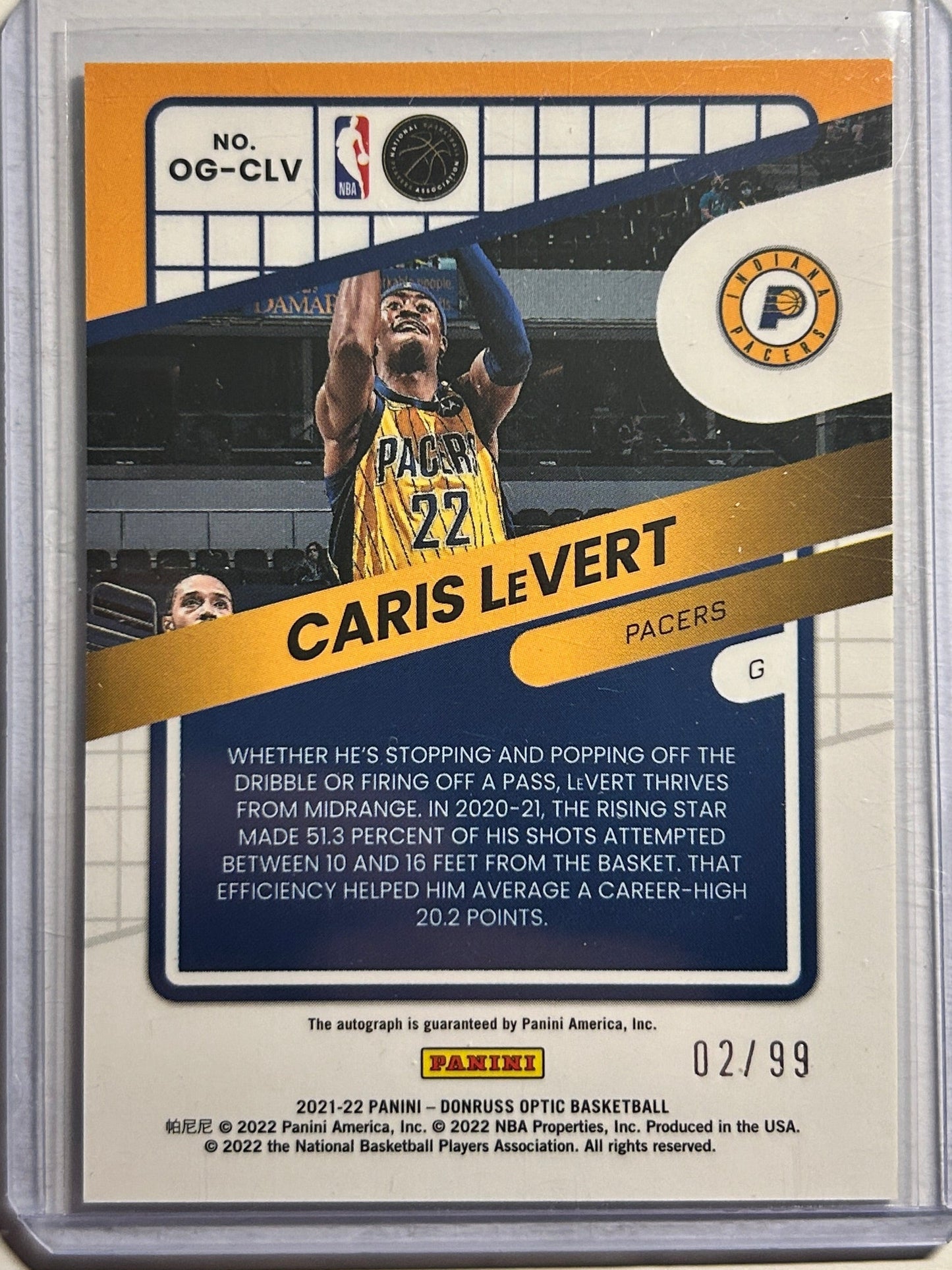 Caris LeVert #/99 Optic Optigraphs Silver 2021-22 Panini Donruss Basketball SP