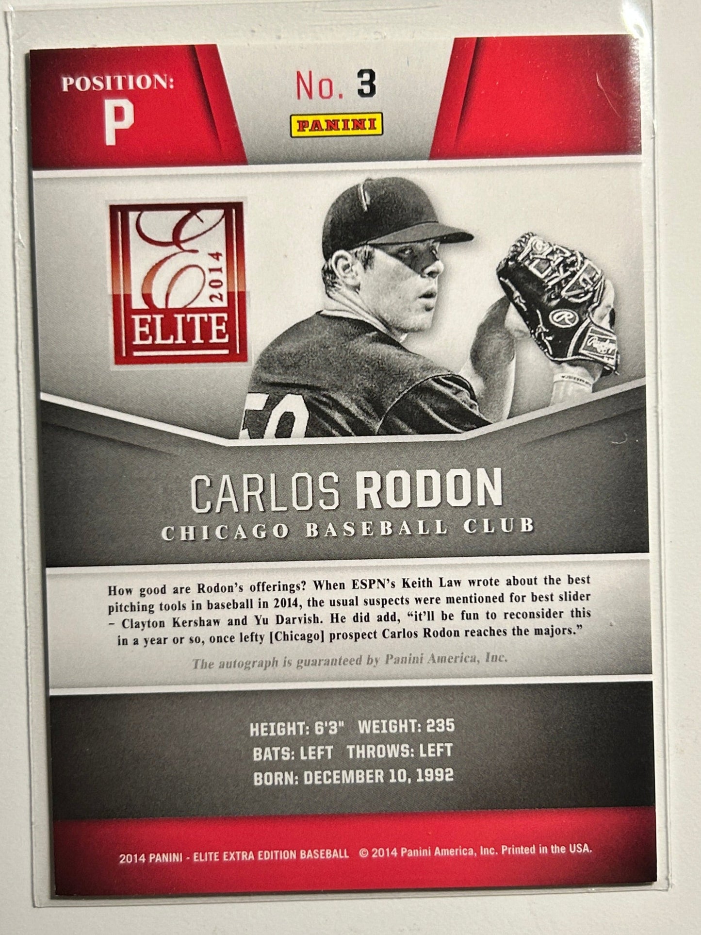 Carlos Rodon AUTO~RC #/299 Panini Elite Extra 2014 Rookie Autograph SP Yankees