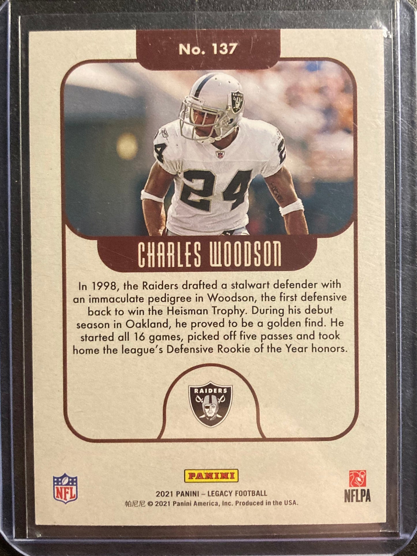 Charles Woodson 01/50 Legacy Legends Blue 2021 Rare Parallel SP 1/1 Raiders HOF