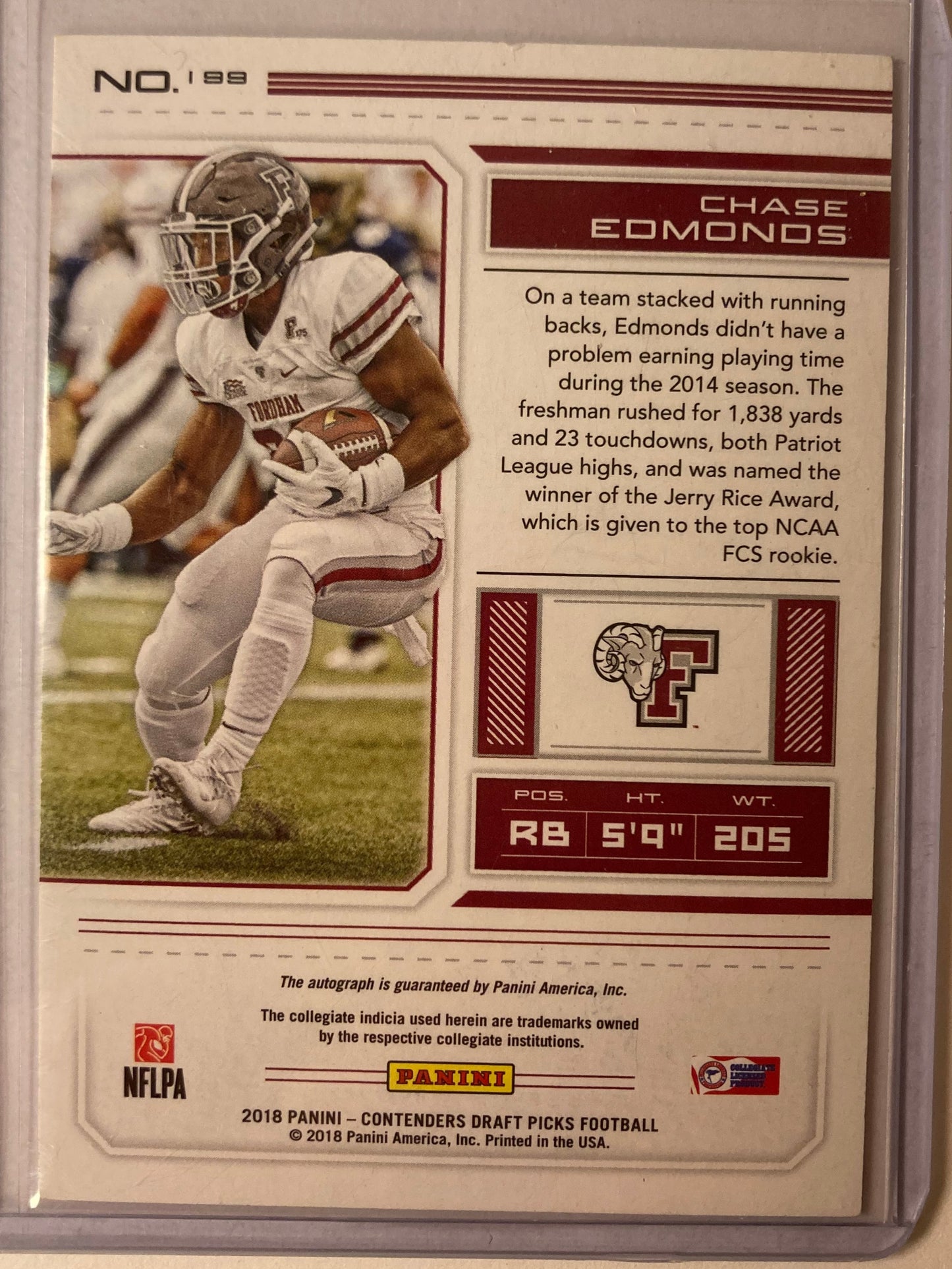 Chase Edmonds AUTO~RC Contenders College Ticket 2018 Rookie Autograph SP Draft