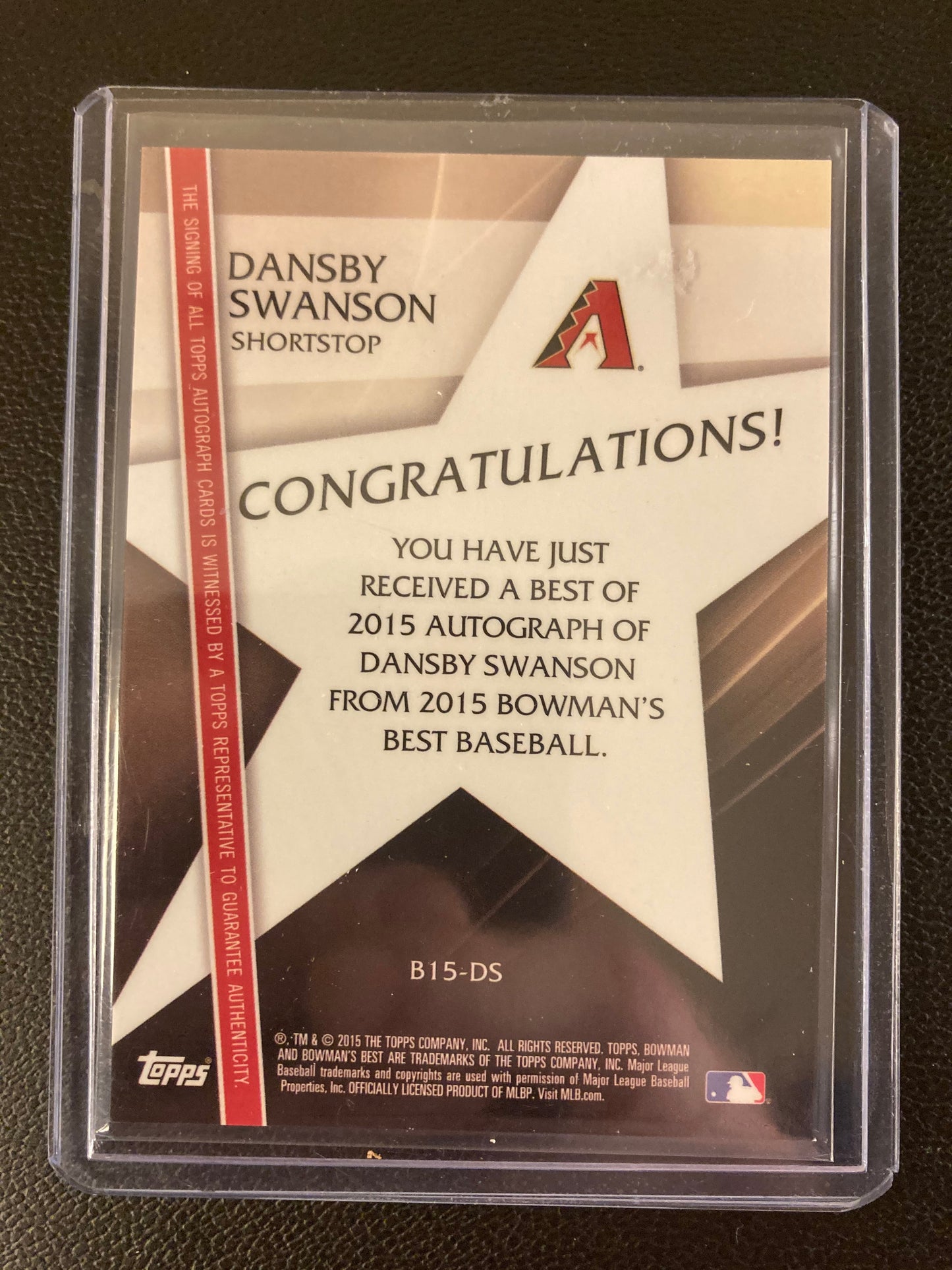 Dansby Swanson AUTO~RC Bowman's Best 2015 Certified Rookie Autograph SP Cubs AU