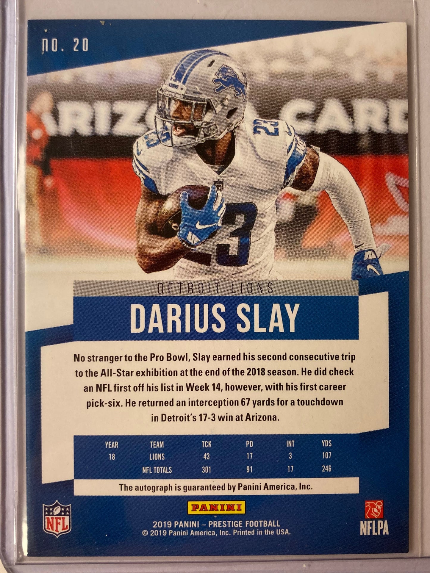 Darius Slay AUTO Prestige Xtra Points 2019 Certified Autograph SP #20 Panini PHI
