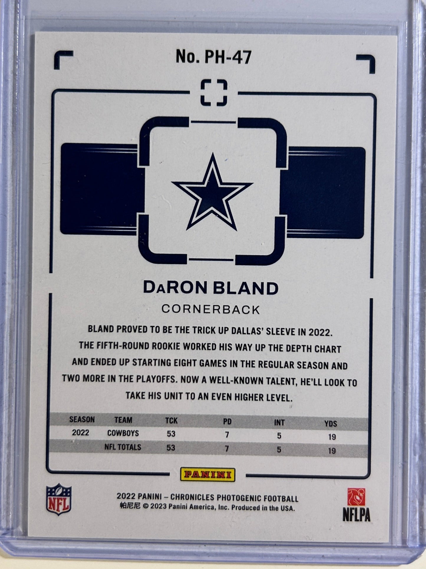 DaRon Bland RC #/199 Panini Photogenic Red 2022 Rookie Card SP Cowboys PH-47