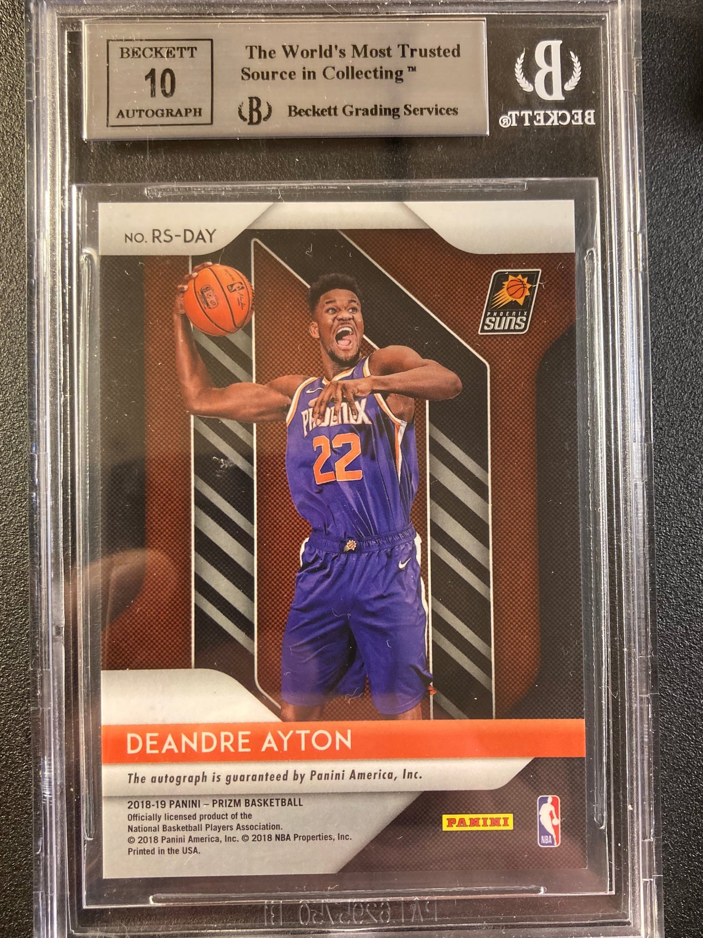 DeAndre Ayton AUTO~RC Panini Prizm BGS 9/10 2018-19 Rookie Autograph #1 SP Mint