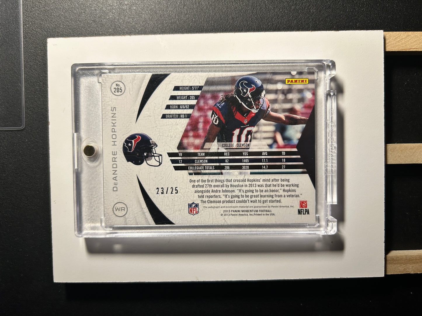 DeAndre Hopkins AUTO~PATCH~RC #/25 Momentum Prime 2013 Rookie Autograph Chiefs