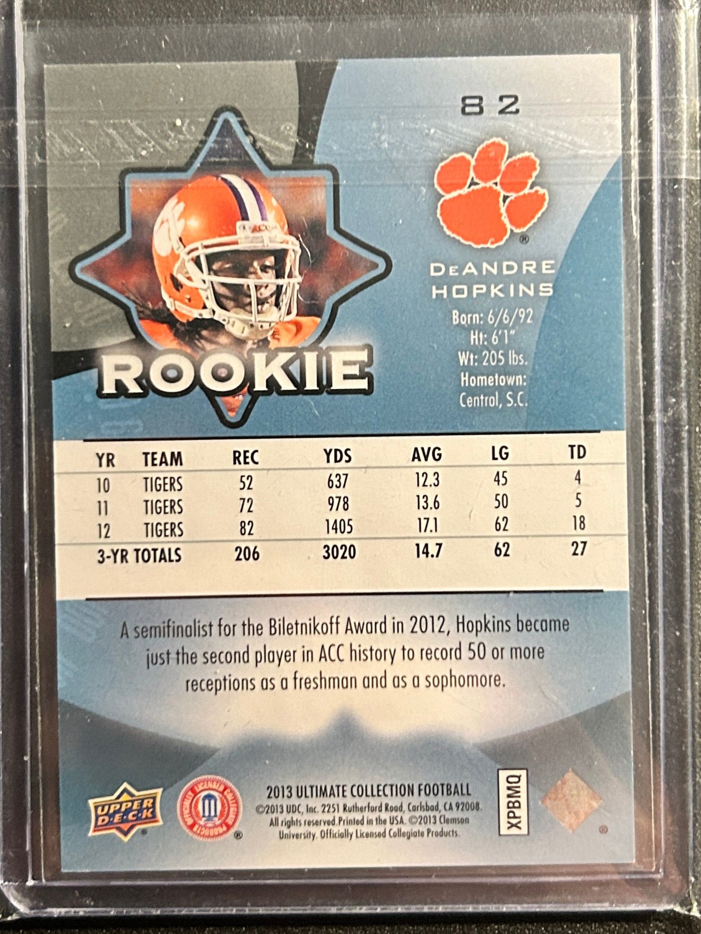 DeAndre Hopkins RC #/99 Ultimate Collection 2013 True Rookie Card SP Chiefs #82
