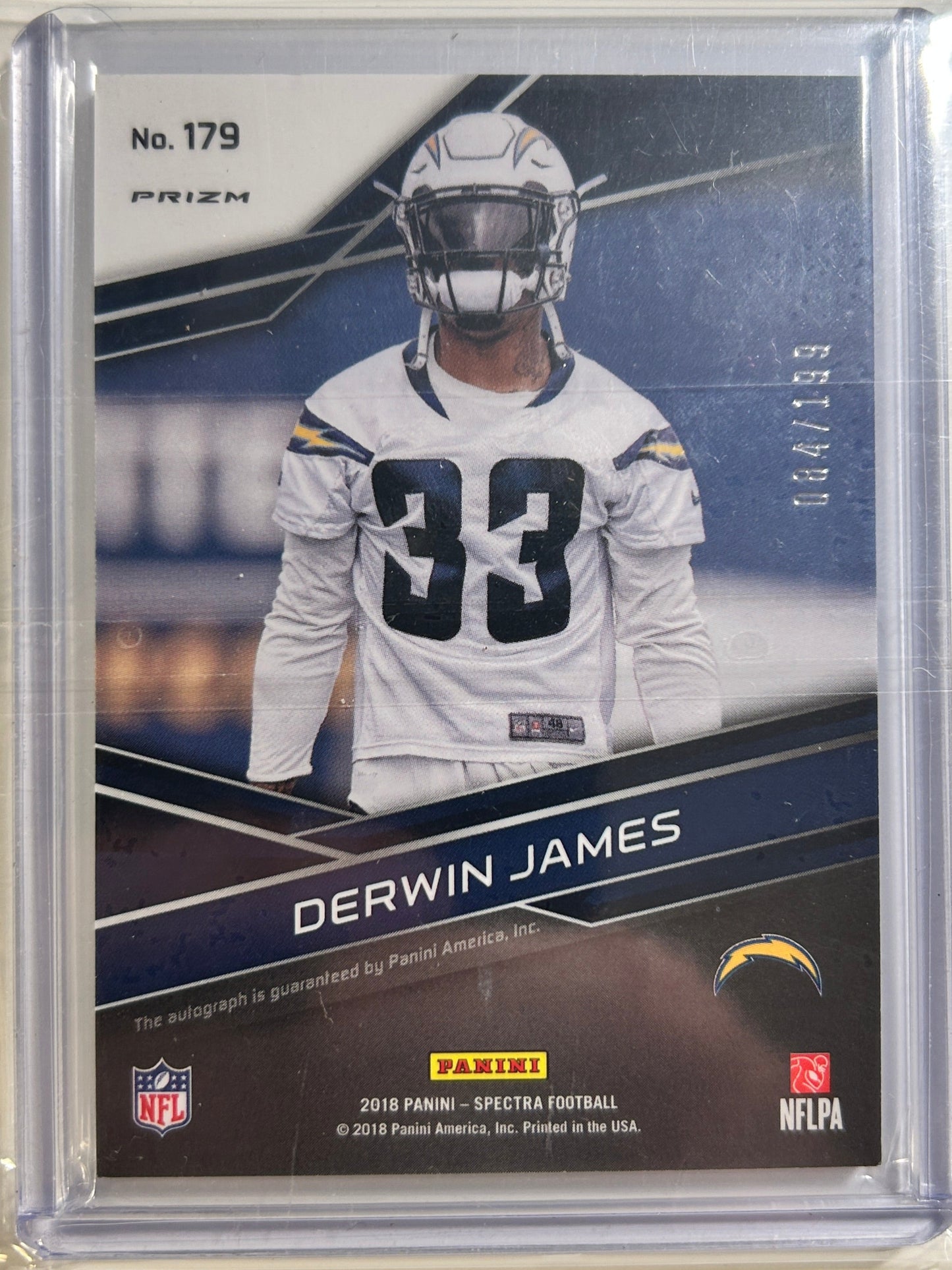 Derwin James AUTO~RC #/199 Panini Prizm Spectra 2018 Rookie Autograph SP Charger