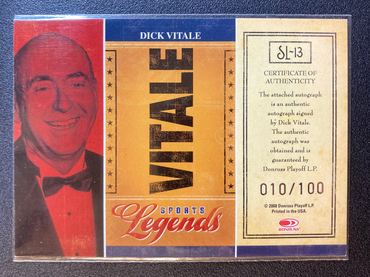 Dick Vitale AUTO #/100 Donruss Legends Americana 2008 Autograph Signed Signature