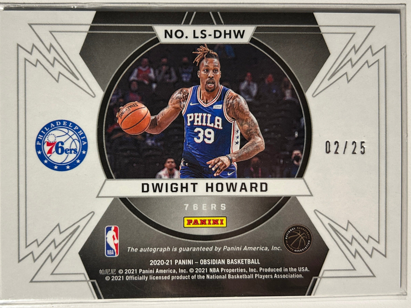 Dwight Howard AUTO #/25 Obsidian Lightning Strike 2020-21 Panini Autograph HOF