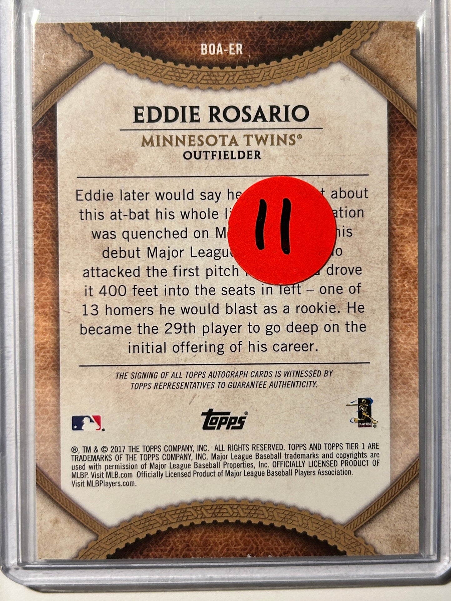 Eddie Rosario AUTO #/300 Topps Tier One 2017 Certified Autograph SP Twins Braves