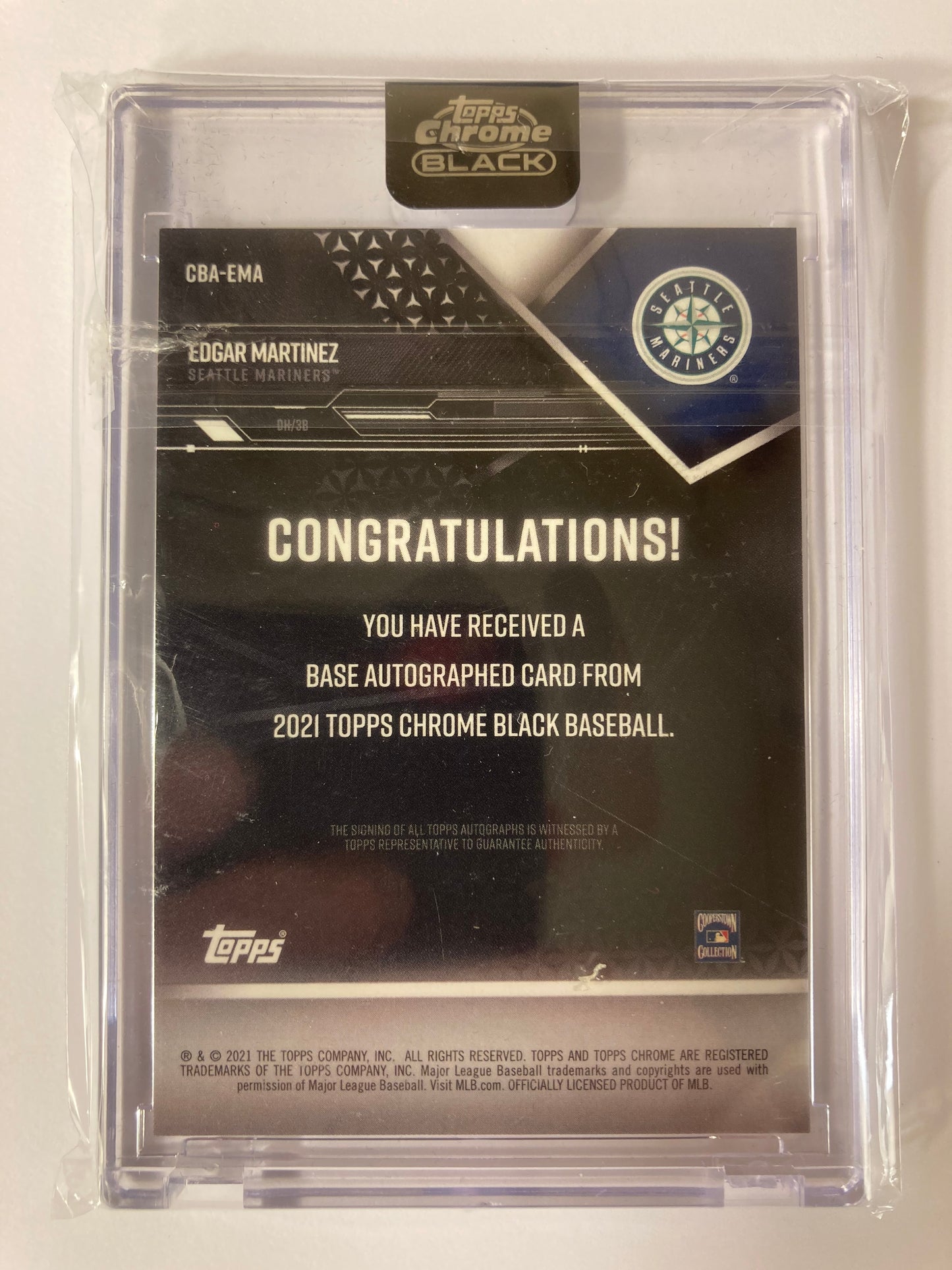 Edgar Martinez AUTO Topps Chrome Black 2021 Encased Autograph SP Mariners HOF