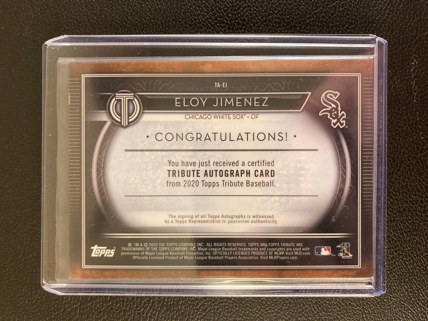 Eloy Jimenez AUTO #ed 001/199 Topps Tribute 2020 Certified 2nd Year Autograph SP
