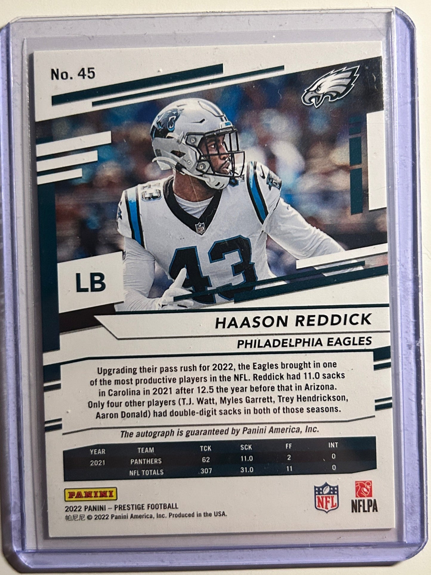 Haason Reddick AUTO Prestige Xtra Points 2022 Panini Autograph SP Eagles Jets 45