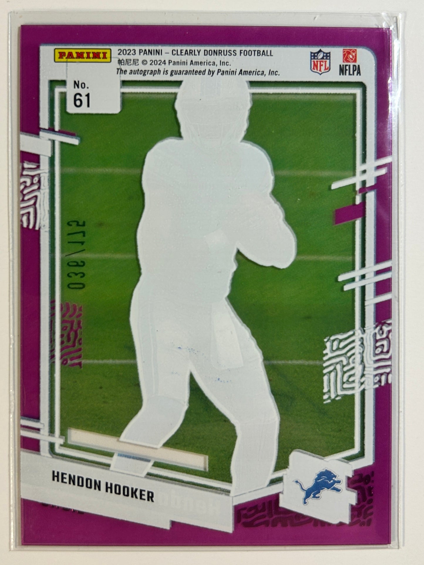 Hendon Hooker AUTO~RC #/175 Rated Rookie Purple 2023 Donruss Autograph SP Lions
