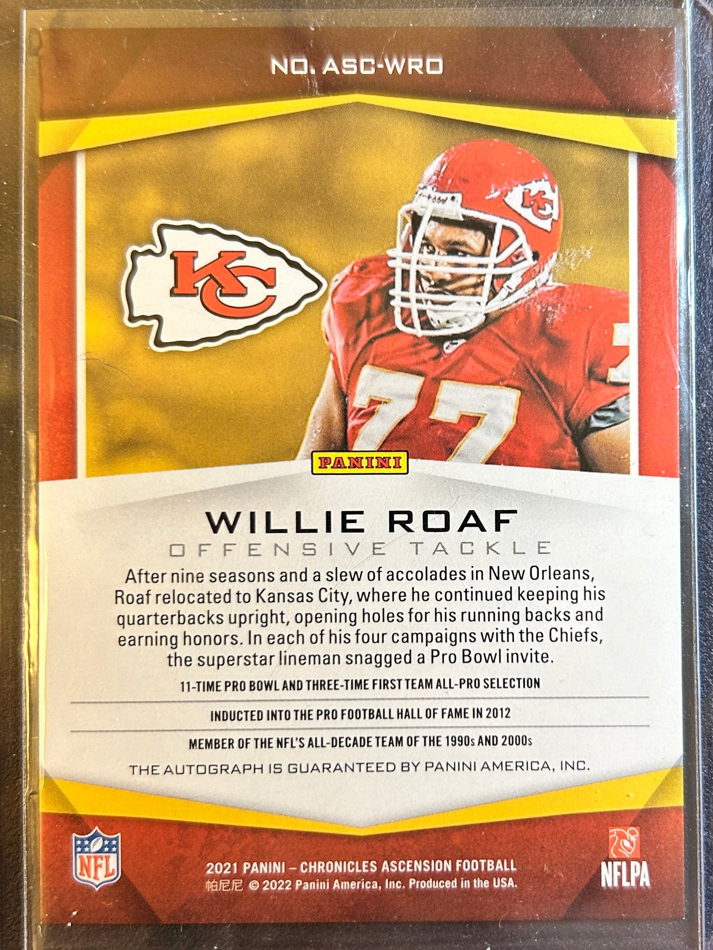 Willie Roaf AUTO Panini Chronicles Ascension 2021 Autograph SP Saints Chiefs HOF