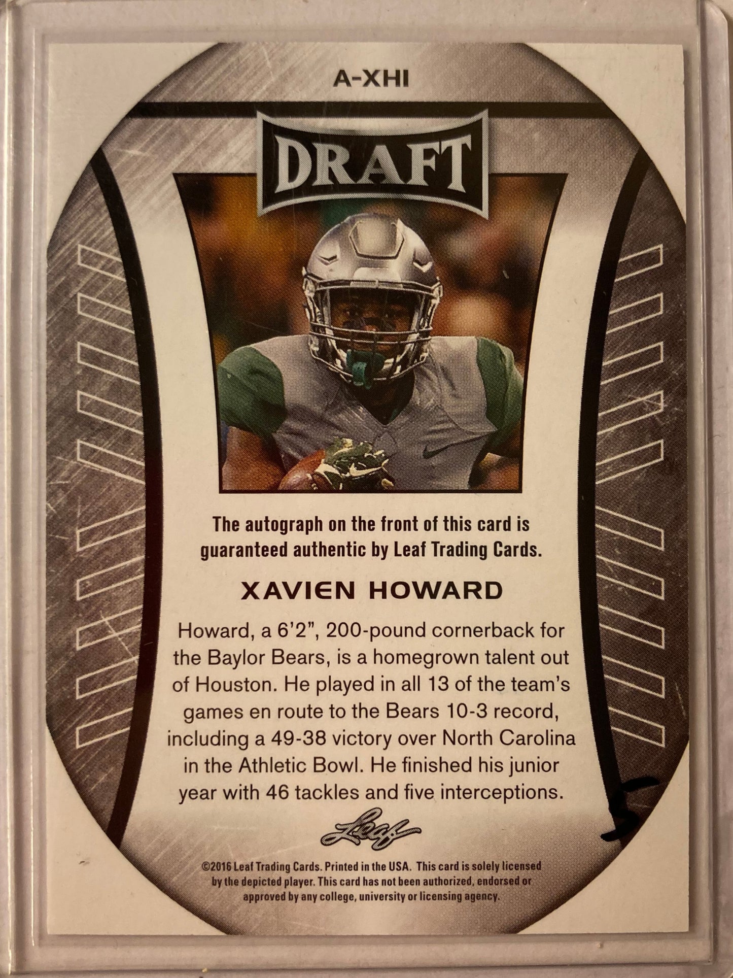 Xavien Howard AUTO~RC Leaf Draft 2016 Certified Rookie Autograph SP Dolphins MIA