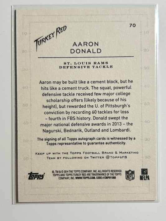 Aaron Donald AUTO~RC Topps Turkey Red 2014 Rookie Autograph SP #70 HOF Rams DPOY