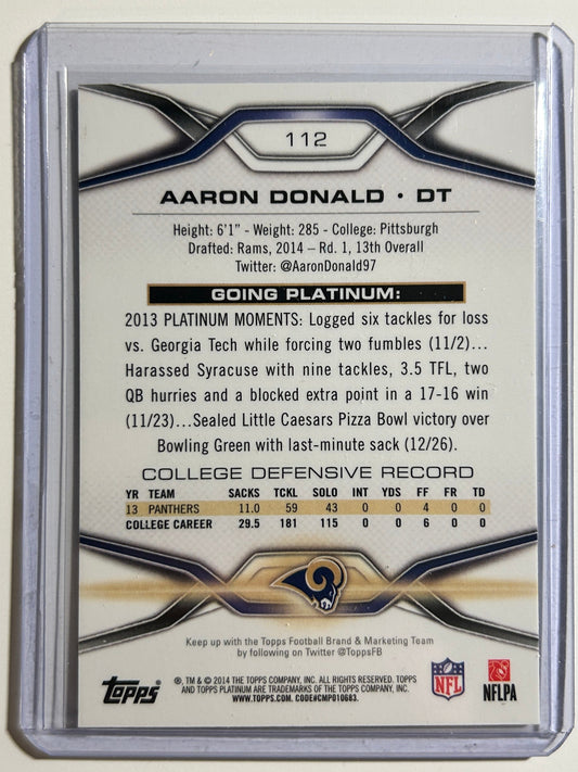 Aaron Donald RC Topps Platinum 2014 True Rookie Card Refractor SP Rams #112 HOF