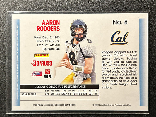 Aaron Rodgers #/149 Chronicles Draft Picks Retro Red 2022 Panini Donruss SP HOF