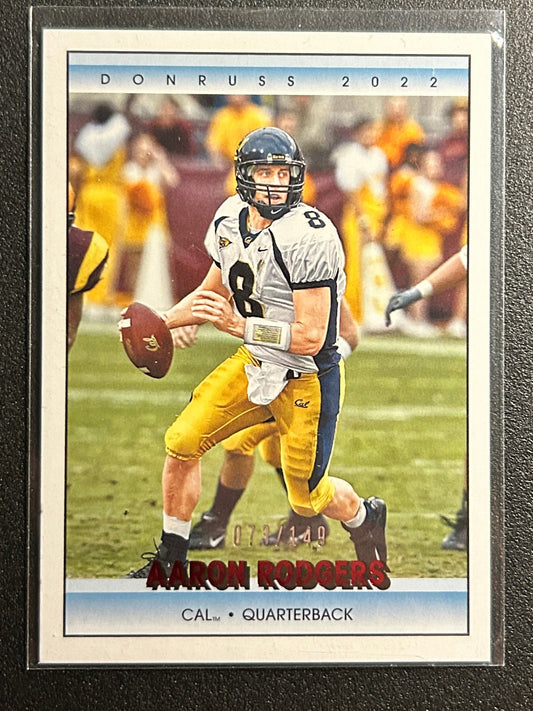 Aaron Rodgers #/149 Chronicles Draft Picks Retro Red 2022 Panini Donruss SP HOF