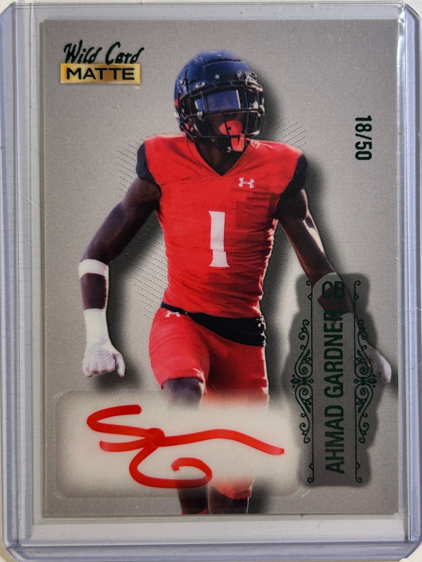 Ahmad Sauce Gardner AUTO~RC #/50 Wild Card Matte Green 2022 Red Ink Autograph SP