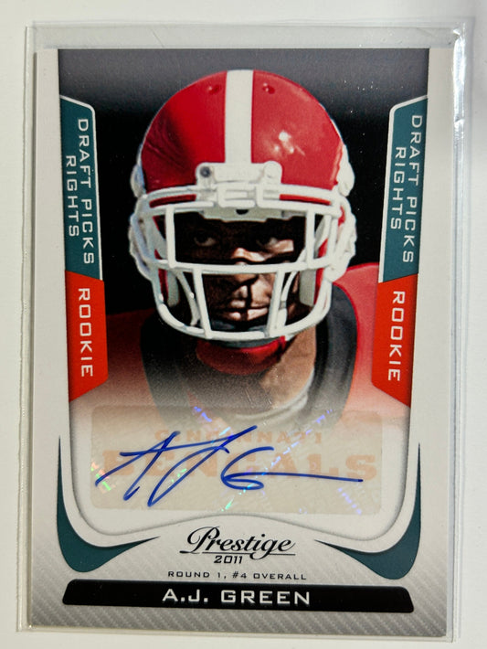AJ Green AUTO~RC #/99 Prestige Draft Picks 2011 Panini Rookie Autograph SP #201