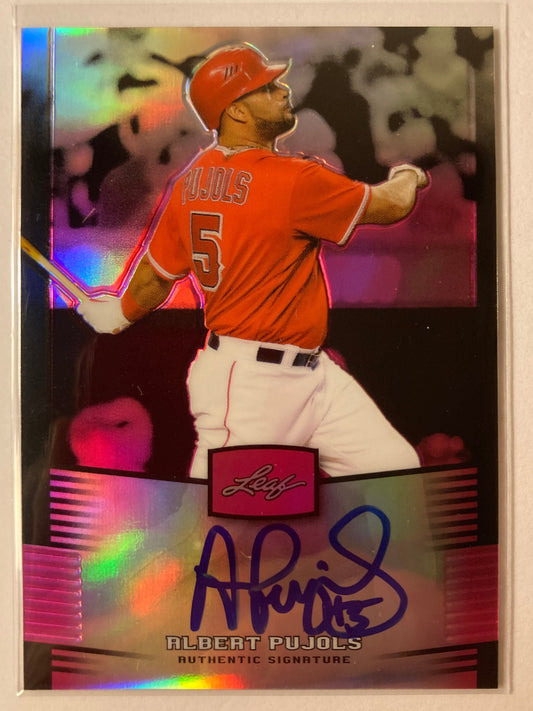 Albert Pujols AUTO #d 1/5 Leaf Metal Pink Refractor 2012 Autograph SP Cardinals