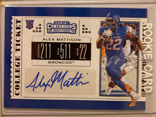 Alexander Mattison AUTO~RC Contenders Ticket 2019 Rookie Autograph SP Raiders RB