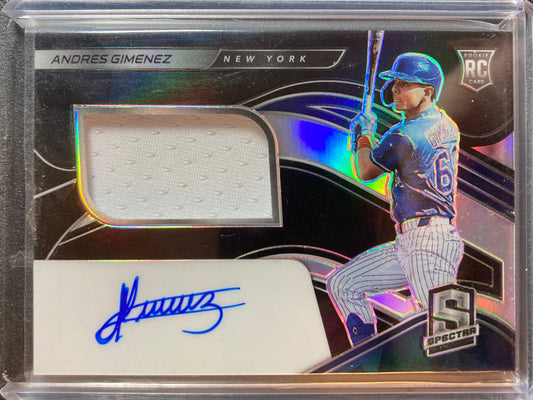 Andres Gimenez AUTO~JERSEY~RC /199 Panini Spectra 2021 Rookie Autograph Patch SP
