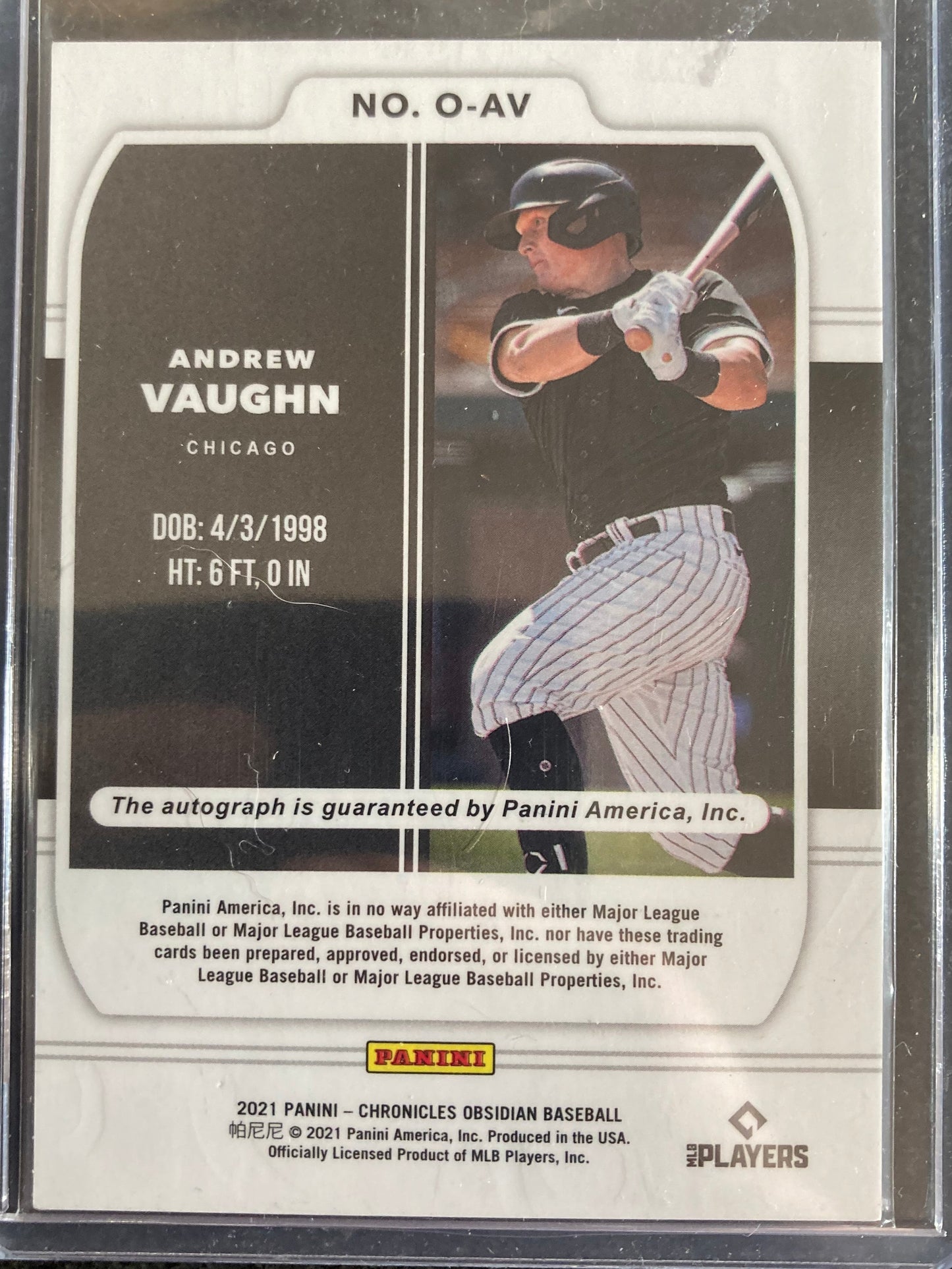 Andrew Vaughn AUTO~RC Panini Obsidian 2021 Certified Rookie Autograph SP #O-AV