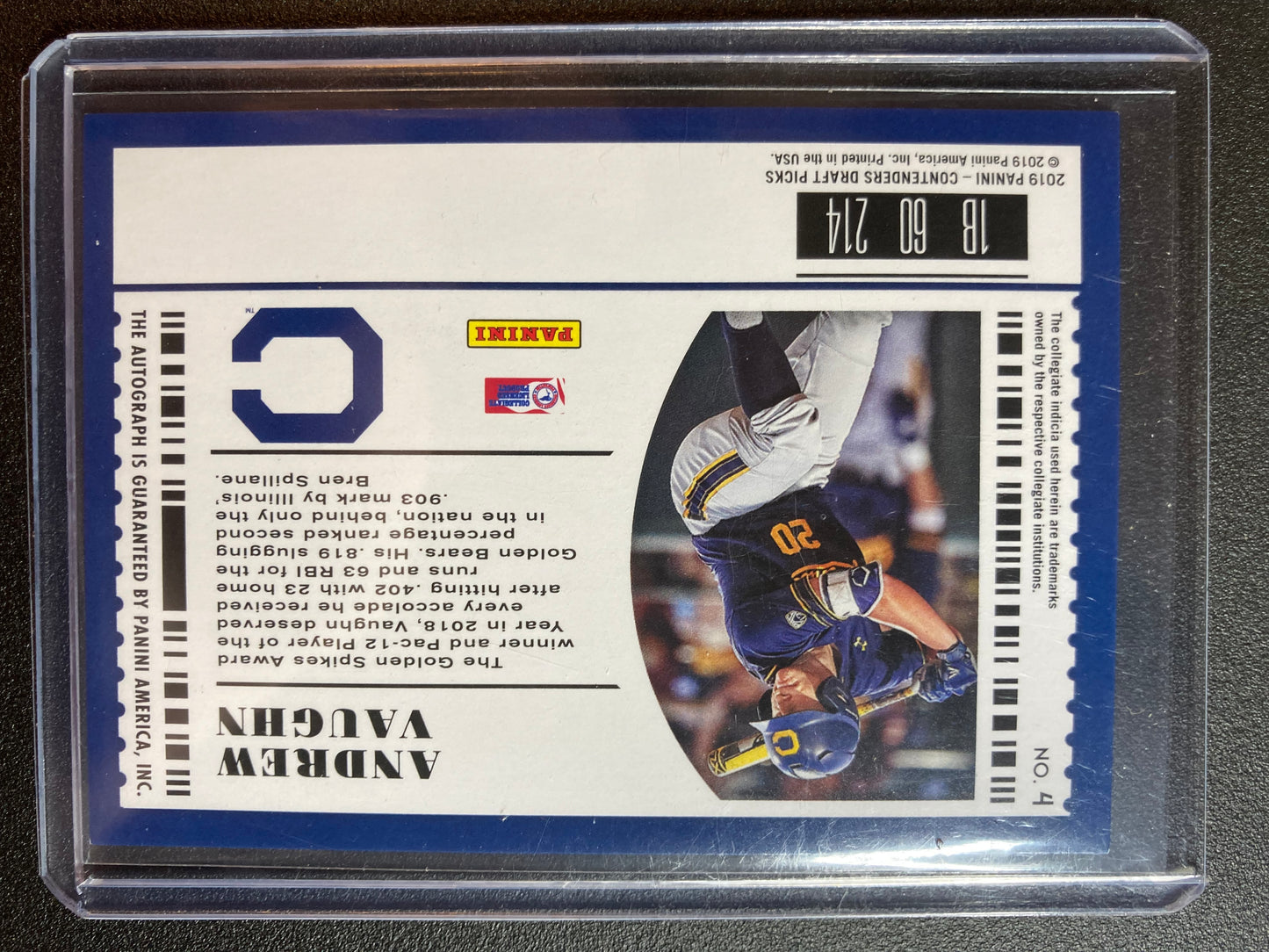 Andrew Vaughn AUTO~RC #/23 Contenders Cracked Ice Ticket 2019 Rookie Autograph