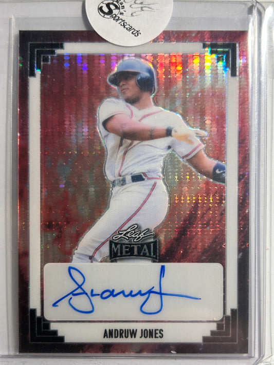 Andruw Jones AUTO # 1/1 Leaf Metal Red Pulsar 2024 Retro Autograph SP HOF Braves