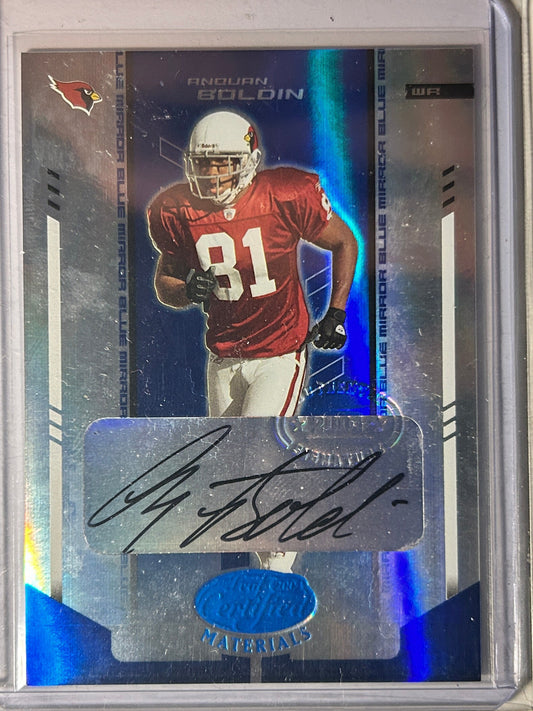Anquan Boldin AUTO #/50 Leaf Certified Mirror Blue 2004 Donruss Autograph SP #1