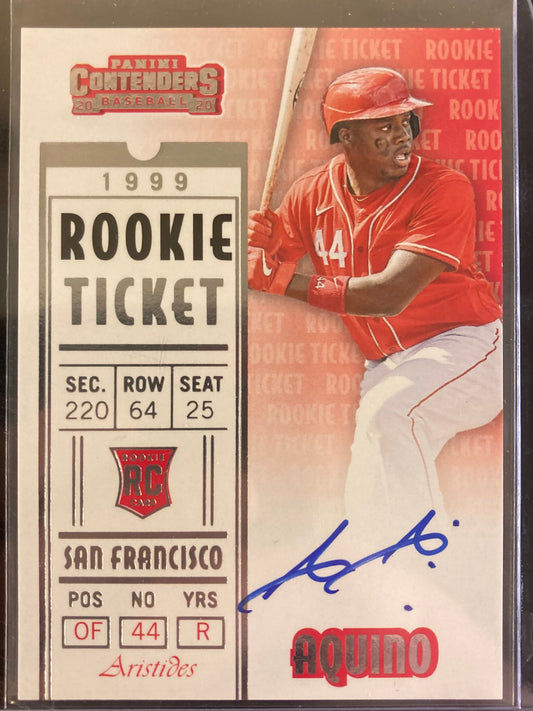 Aristides Aquino AUTO~RC Contenders Rookie Ticket 2020 Retro 1999 Autograph Reds