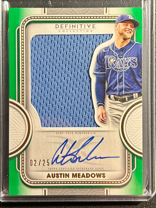 Austin Meadows AUTO/PATCH #/25 Topps Definitive Green 2022 Autograph Jersey SP