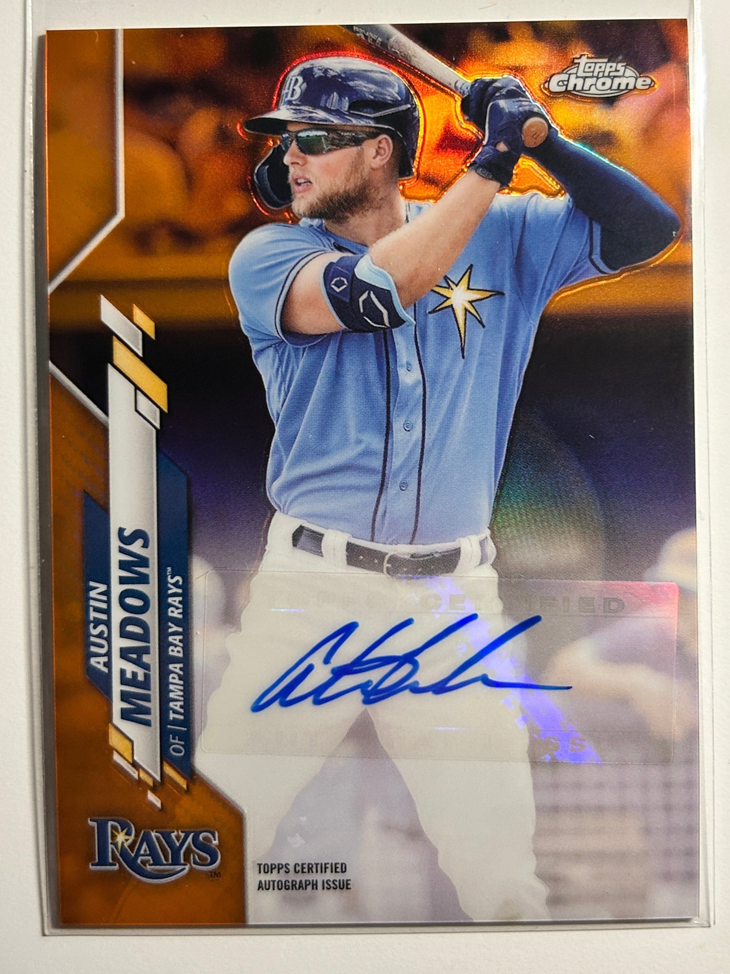 Austin Meadows AUTO #/25 Topps Chrome Orange Refractor 2020 Autograph SP Tigers