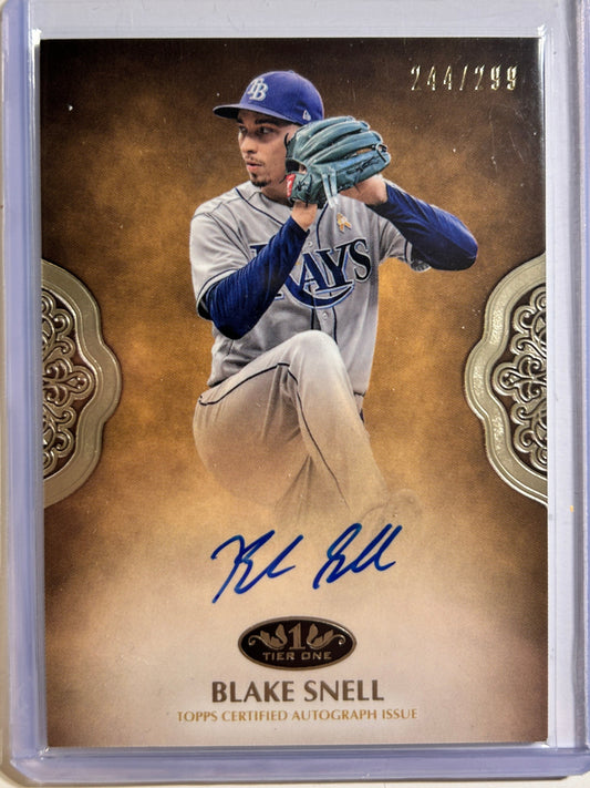 Blake Snell AUTO #/299 Topps Tier One Prime 2019 Certified Autograph Dodgers SP