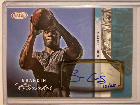 Brandin Cooks AUTO #/25 Sage Platinum Blue 2014 Rookie Autograph SP Cowboys DAL