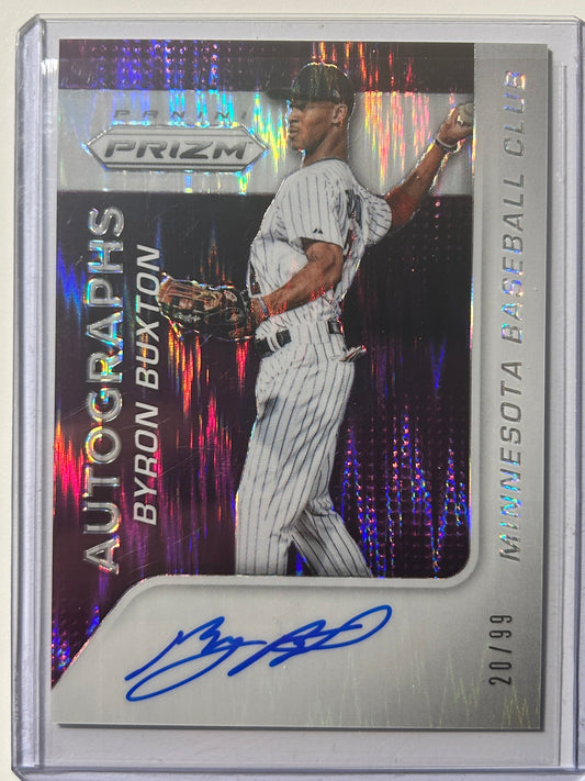 Byron Buxton AUTO~RC #/99 Panini Prizm Purple 2015 Rookie Card Autograph SP #34