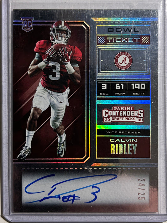 Calvin Ridley AUTO~RC #/25 Contenders Bowl Ticket 2018 Rookie Autograph SP #110