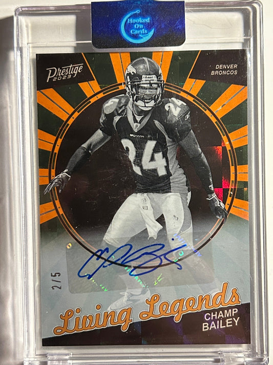 Champ Bailey AUTO #2/5 Prestige Living Legends Orange 2023 Xtra Points Autograph