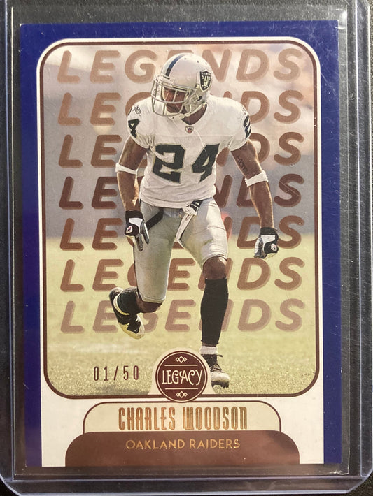 Charles Woodson 01/50 Legacy Legends Blue 2021 Rare Parallel SP 1/1 Raiders HOF