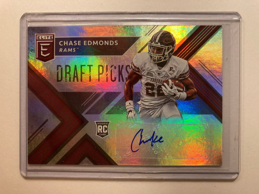 Chase Edmonds AUTO~RC Elite Draft Picks 2018 Rookie Autograph SP Cardinals ARI
